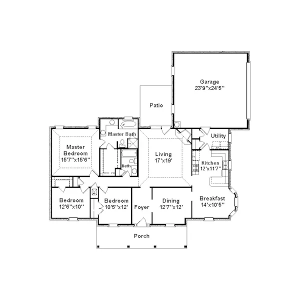 Ranch House Plan First Floor - Beech Forest Ranch Home 024D-0204 - Search House Plans and More