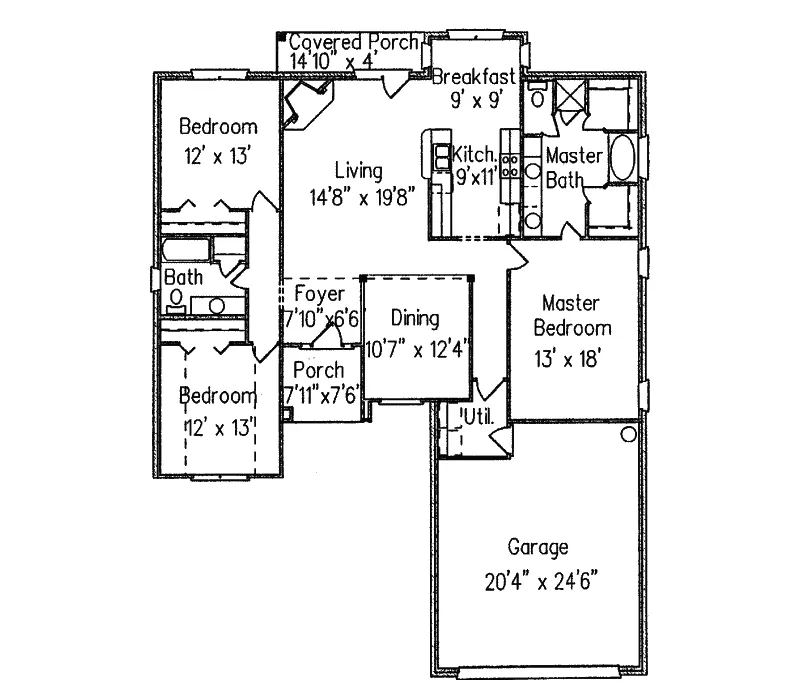 European House Plan First Floor - Bryson Hill Ranch Home 024D-0206 - Search House Plans and More
