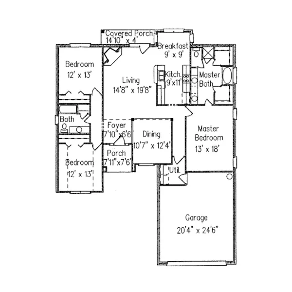 Sunbelt House Plan First Floor - Bryson Hill Ranch Home 024D-0206 - Search House Plans and More