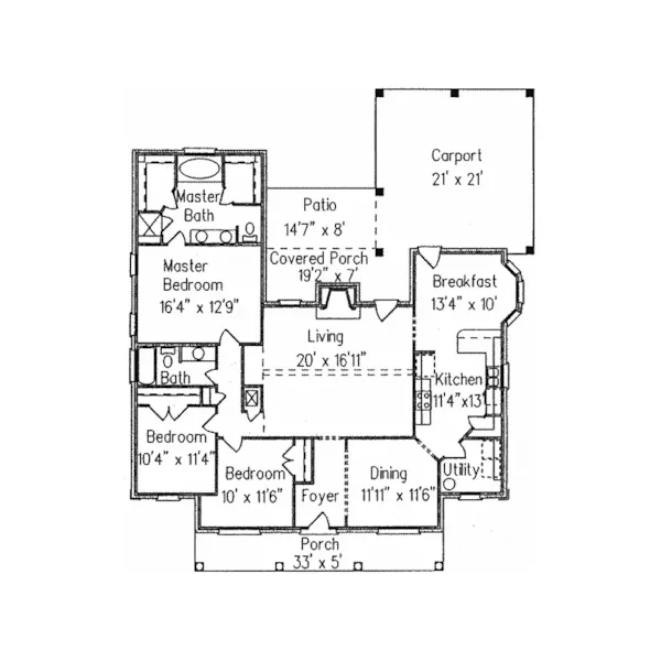 Southern House Plan First Floor - Saluda Traditional Home 024D-0208 - Shop House Plans and More