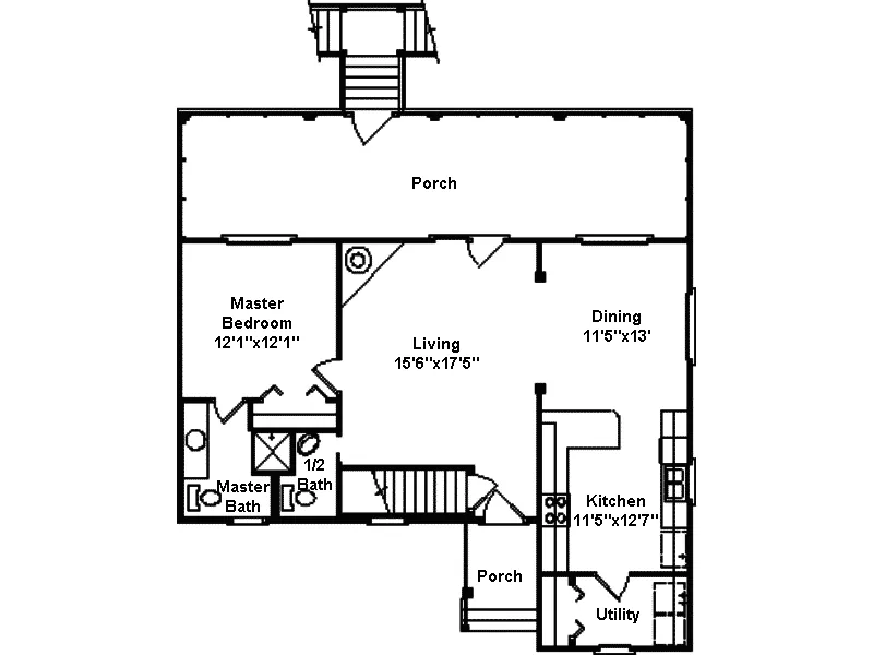 Traditional House Plan First Floor - Chennault Country Cottage Home 024D-0209 - Search House Plans and More