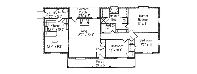 Ranch House Plan First Floor - Mt. Airy Ranch Home 024D-0215 - Shop House Plans and More