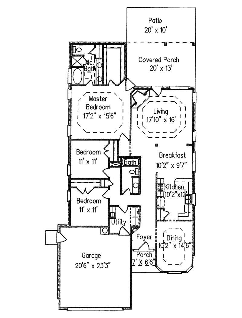 Ranch House Plan First Floor - Robertstown Narrow Lot Home 024D-0216 - Shop House Plans and More