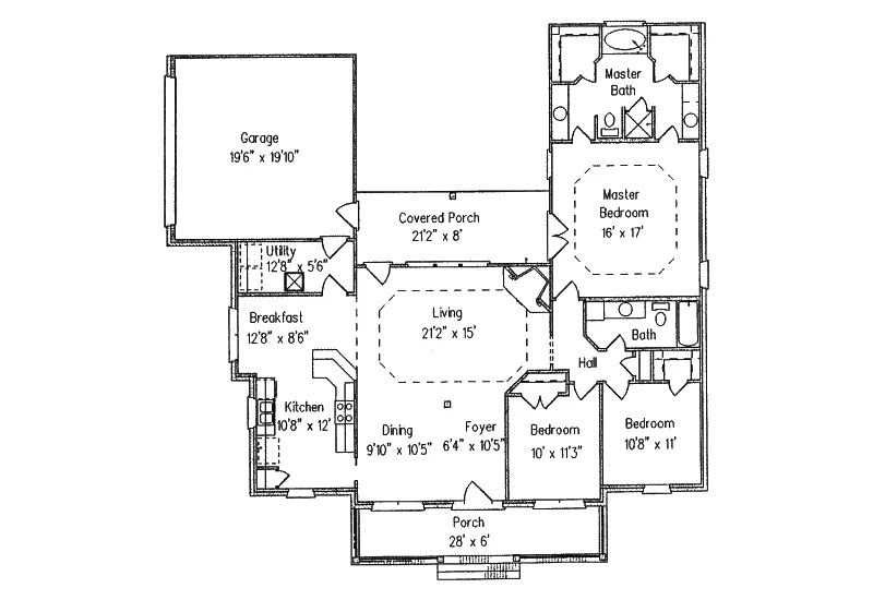 Traditional House Plan First Floor - McCaysville Ranch Home 024D-0218 - Shop House Plans and More