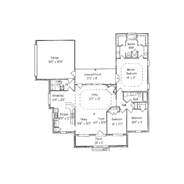 Ranch House Plan First Floor - McCaysville Ranch Home 024D-0218 - Shop House Plans and More