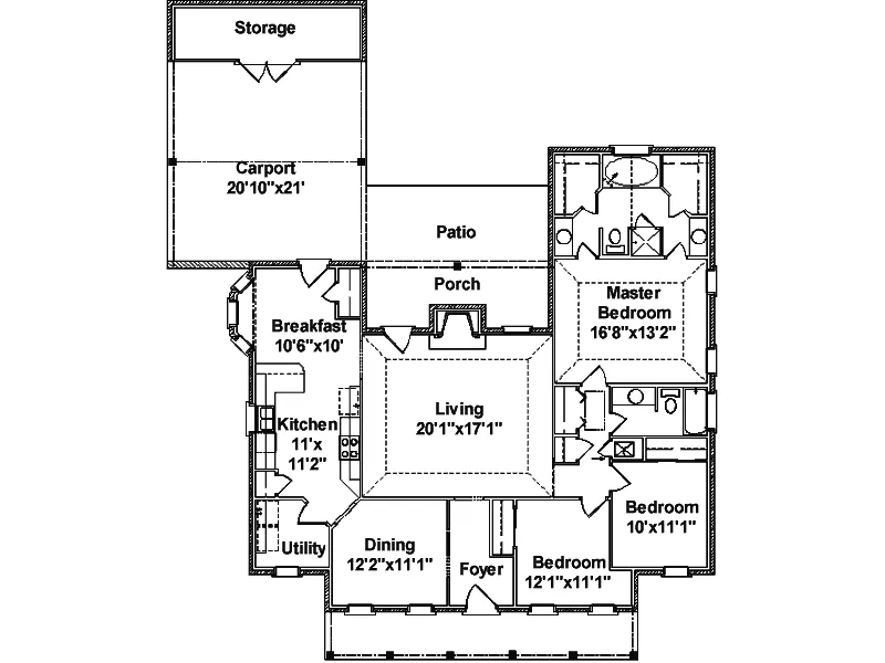Traditional House Plan First Floor - Sandy Creek Ranch Home 024D-0219 - Shop House Plans and More
