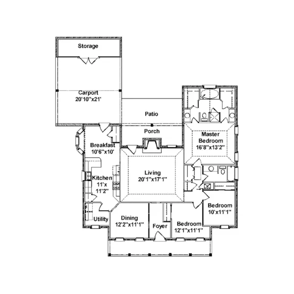 Ranch House Plan First Floor - Sandy Creek Ranch Home 024D-0219 - Shop House Plans and More