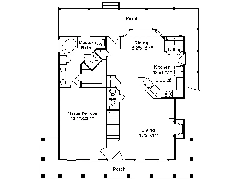 Lowcountry House Plan First Floor - Reed Creek Cape Cod Home 024D-0220 - Shop House Plans and More