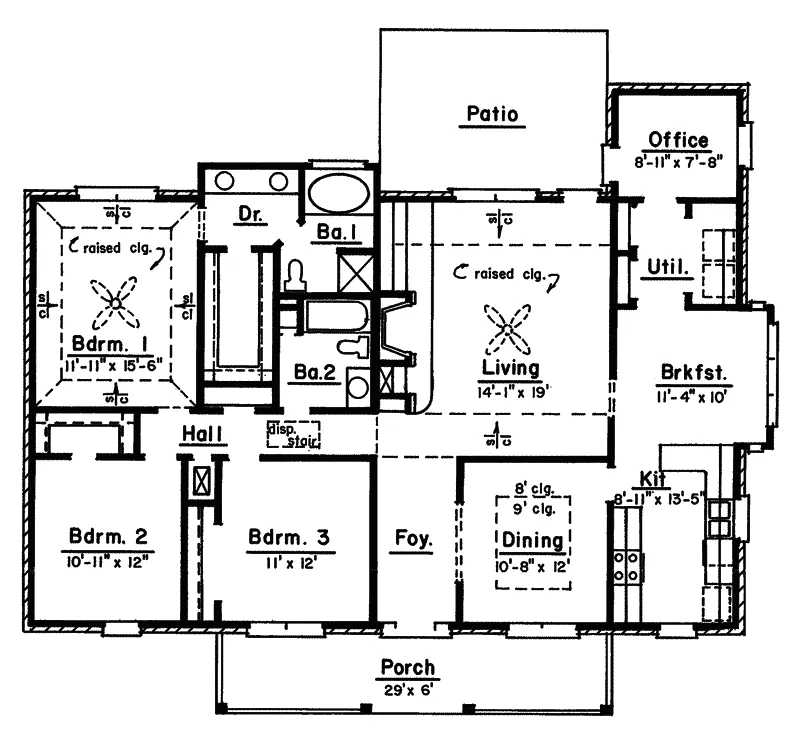 Southern House Plan First Floor - Russell Hill Ranch Home 024D-0221 - Shop House Plans and More