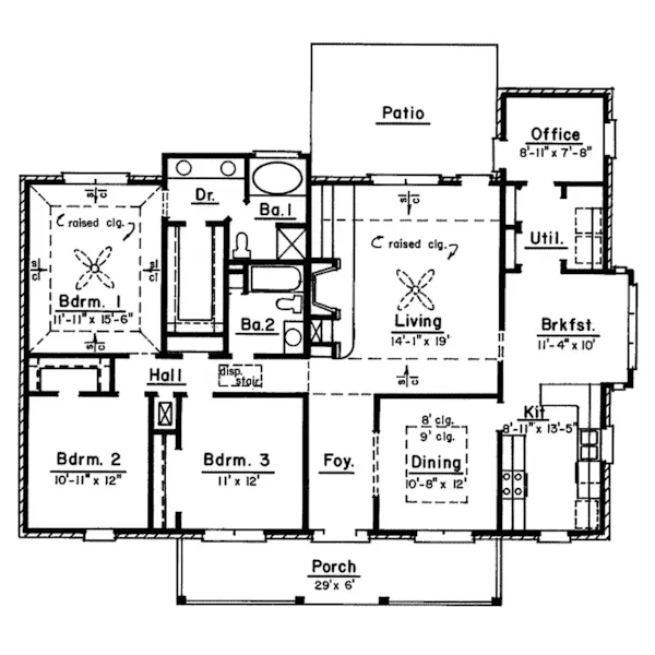 Country House Plan First Floor - Russell Hill Ranch Home 024D-0221 - Shop House Plans and More