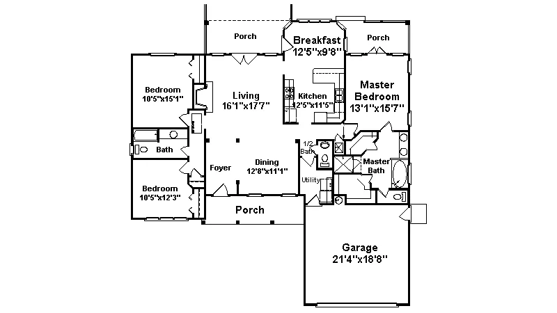 European House Plan First Floor - Hutchins Hill Sunbelt Home 024D-0224 - Search House Plans and More
