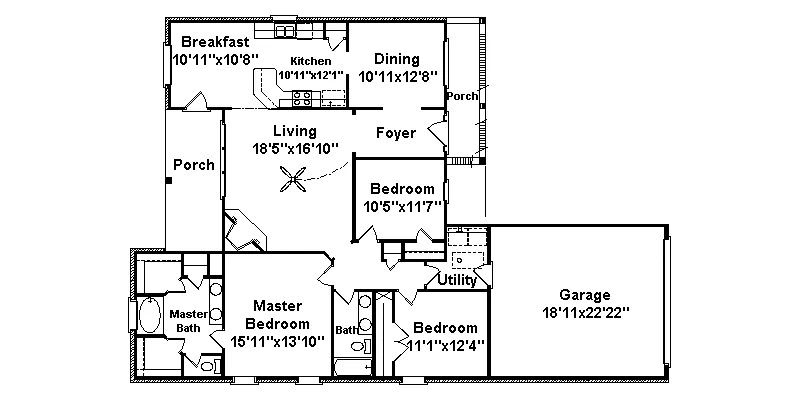 Ranch House Plan First Floor - Conyers Ranch Home 024D-0226 - Search House Plans and More
