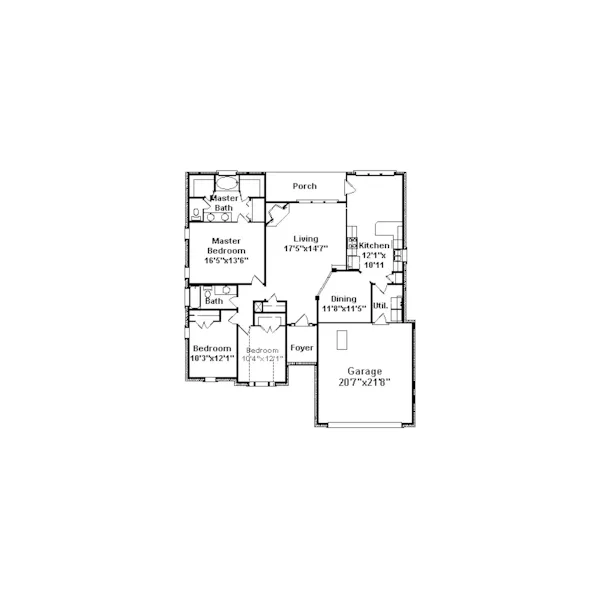 Traditional House Plan First Floor - Lutherville One-Story Home 024D-0227 - Shop House Plans and More