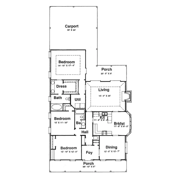 Traditional House Plan First Floor - Pollard Country Style Home 024D-0228 - Shop House Plans and More