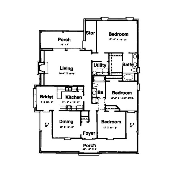 Traditional House Plan First Floor - Catalin Southern Country Home 024D-0231 - Search House Plans and More