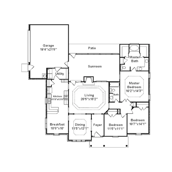 Traditional House Plan First Floor - Stone Mountain Ranch Home 024D-0232 - Shop House Plans and More