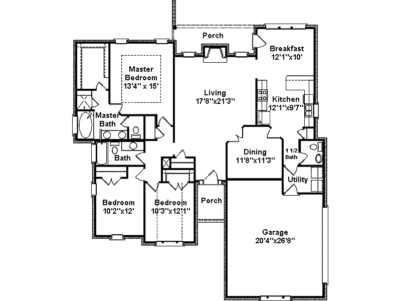 Traditional House Plan First Floor - Diamond Ridge Ranch Home 024D-0234 - Search House Plans and More