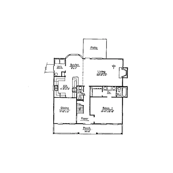 Acadian House Plan First Floor - Carlton Country Home 024D-0237 - Search House Plans and More