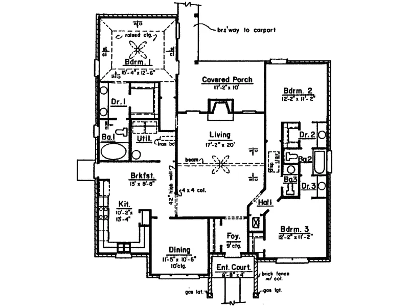 Southern House Plan First Floor - Kathleen Traditional Ranch Home 024D-0238 - Search House Plans and More