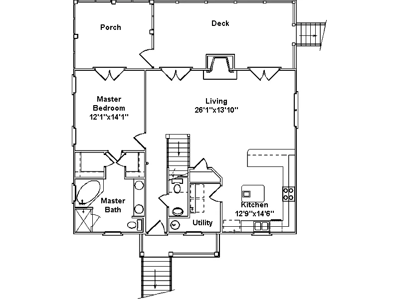 Southern House Plan First Floor - James Park Raised Beach Home 024D-0240 - Search House Plans and More