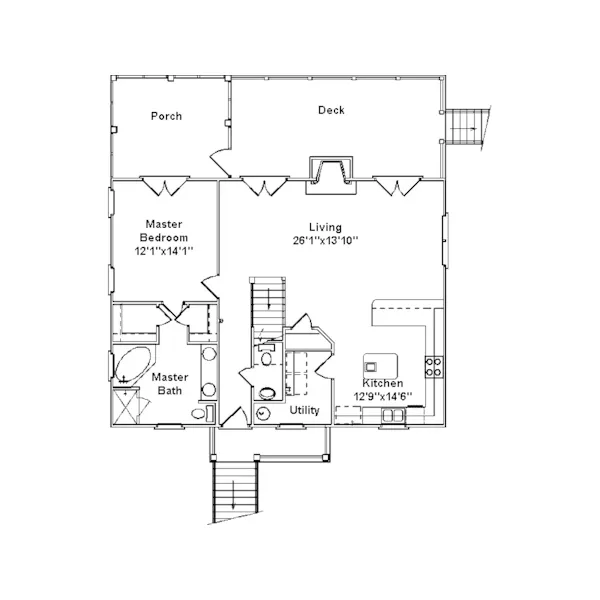 Southern House Plan First Floor - James Park Raised Beach Home 024D-0240 - Search House Plans and More