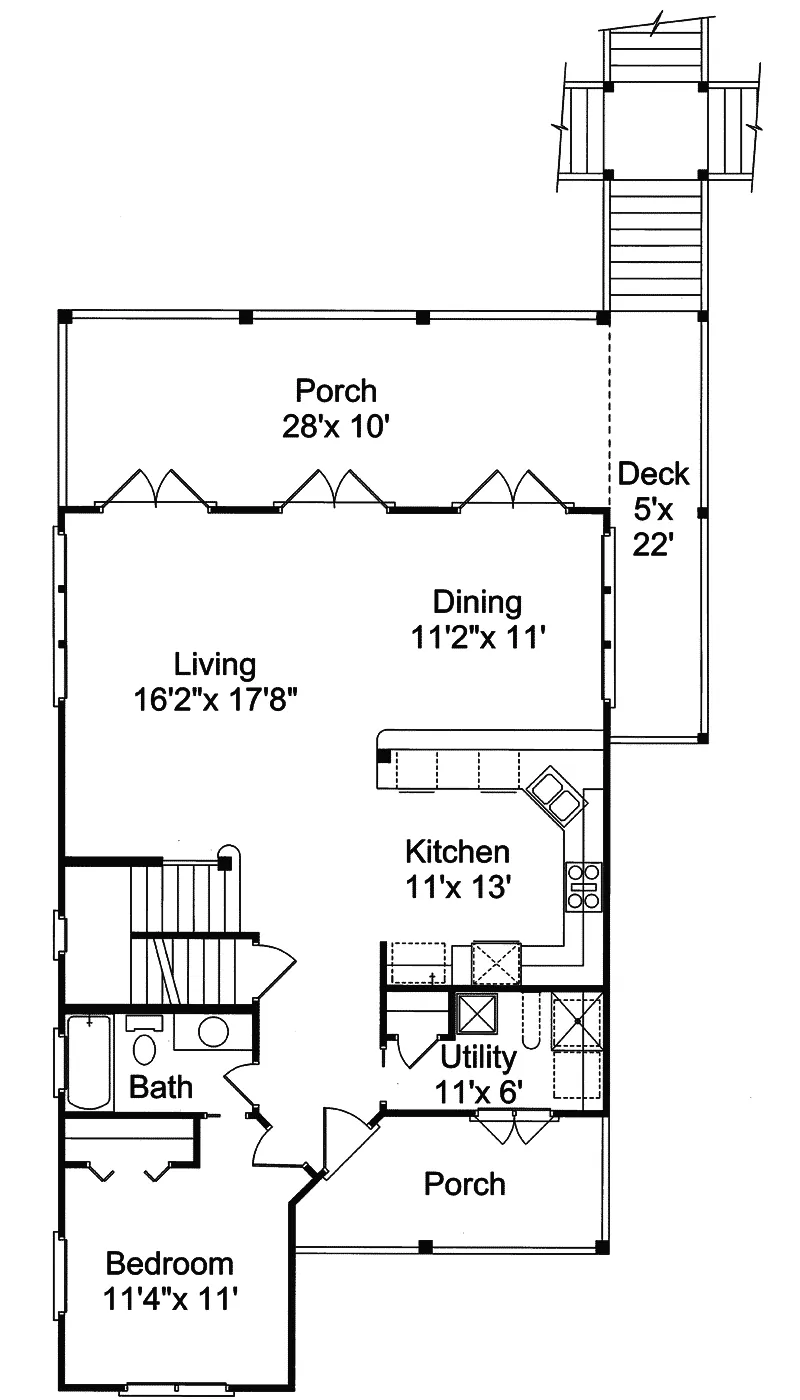 Southern House Plan First Floor - Palmetto Cove Beach Home 024D-0244 - Shop House Plans and More