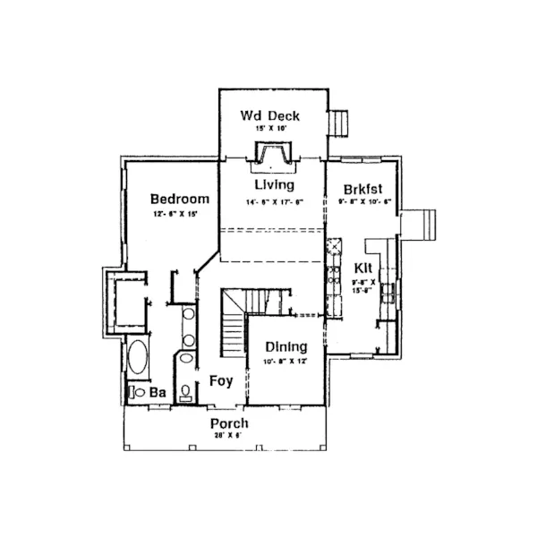 Saltbox House Plan First Floor - Benning Creek Saltbox Home 024D-0246 - Search House Plans and More