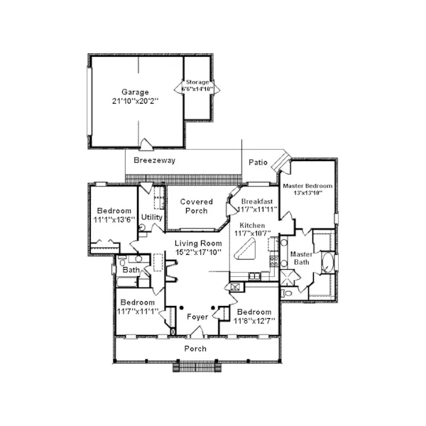 Traditional House Plan First Floor - Drayton Point Country Home 024D-0249 - Search House Plans and More