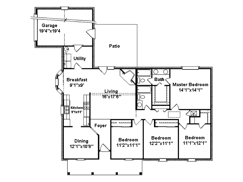 Traditional House Plan First Floor - Carnigan Traditional ranch Home 024D-0251 - Search House Plans and More
