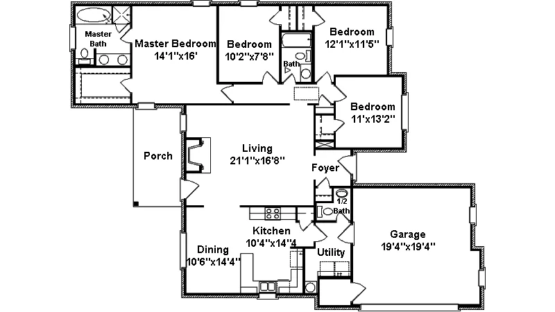Southern House Plan First Floor - Harriets Hollow Ranch Home 024D-0255 - Search House Plans and More