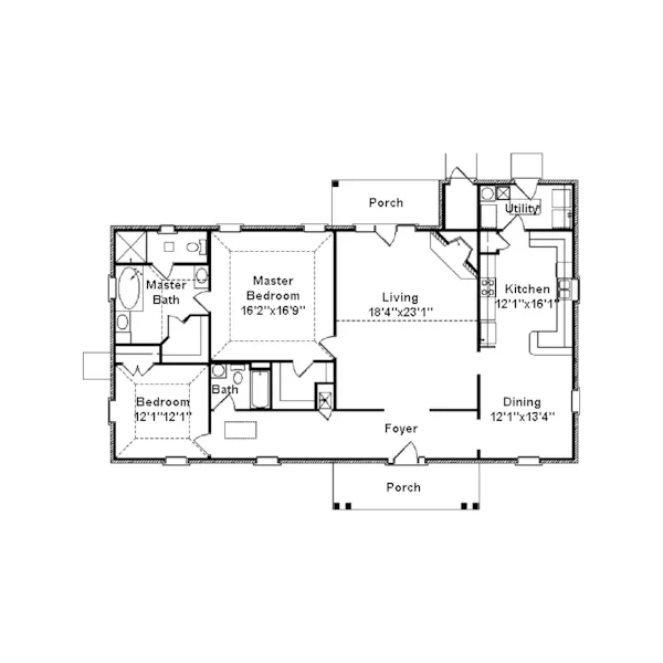 Southern House Plan First Floor - Traders Hill Traditional Home 024D-0259 - Shop House Plans and More