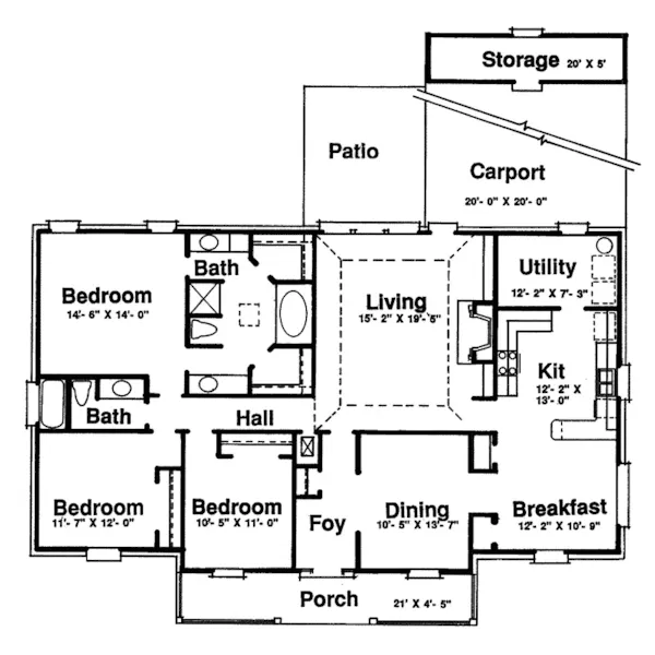 Ranch House Plan First Floor - Pritchard Park Ranch Home 024D-0260 - Shop House Plans and More