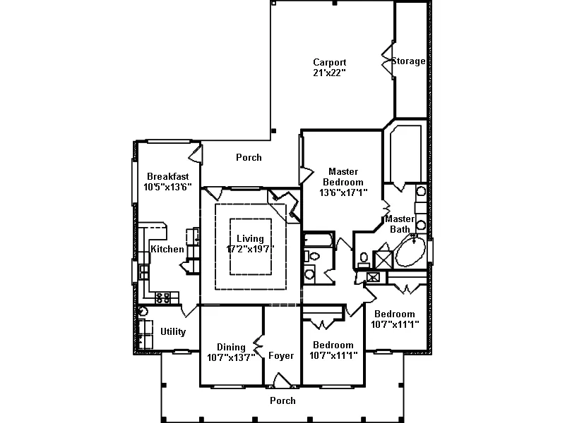 Cape Cod & New England House Plan First Floor - Mooresville Southern Home 024D-0266 - Shop House Plans and More