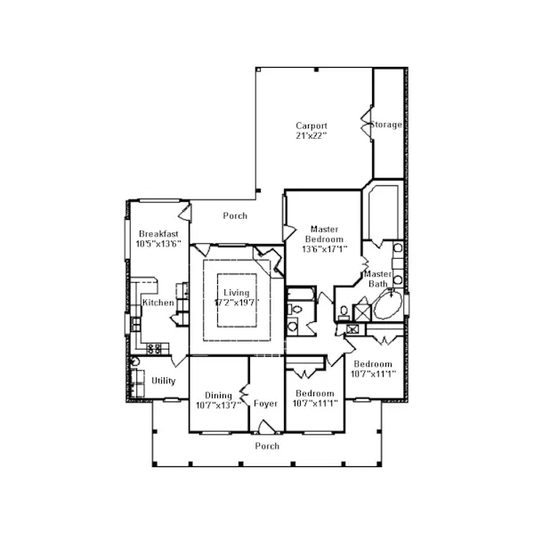 Cape Cod & New England House Plan First Floor - Mooresville Southern Home 024D-0266 - Shop House Plans and More