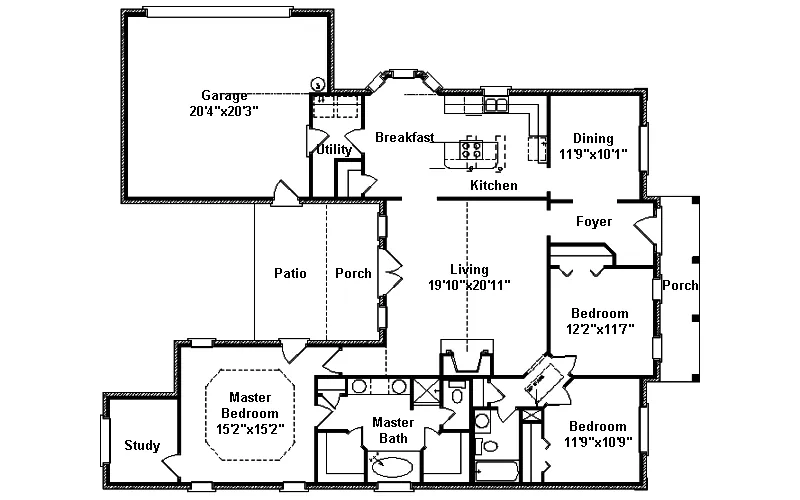 Traditional House Plan First Floor - Oakroyal Ranch Home 024D-0267 - Shop House Plans and More