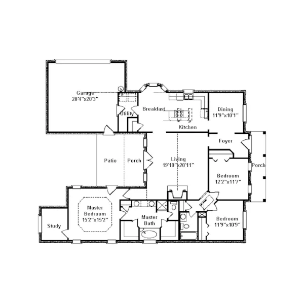 Southern House Plan First Floor - Oakroyal Ranch Home 024D-0267 - Shop House Plans and More