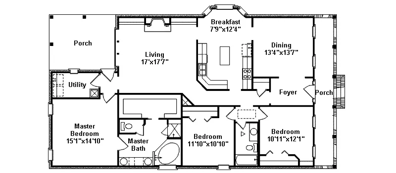 Ranch House Plan First Floor - Knollview Colonial Home 024D-0269 - Search House Plans and More