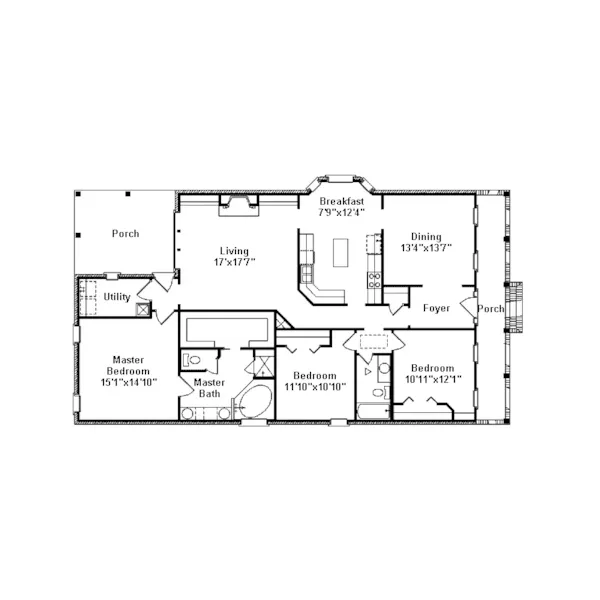 Southern House Plan First Floor - Knollview Colonial Home 024D-0269 - Search House Plans and More