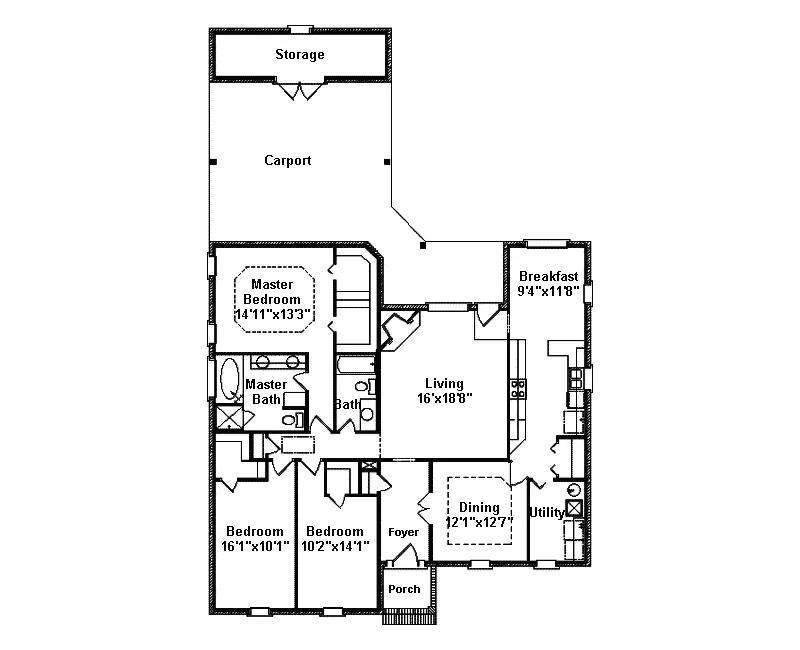 Colonial House Plan First Floor - Wayside Colonial Home 024D-0271 - Shop House Plans and More