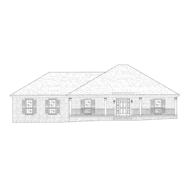 Brick Ranch House With Covered Front Porch