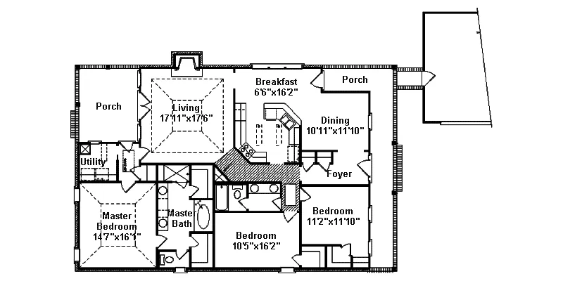 Florida House Plan First Floor - Westvern Bungalow Home 024D-0273 - Shop House Plans and More