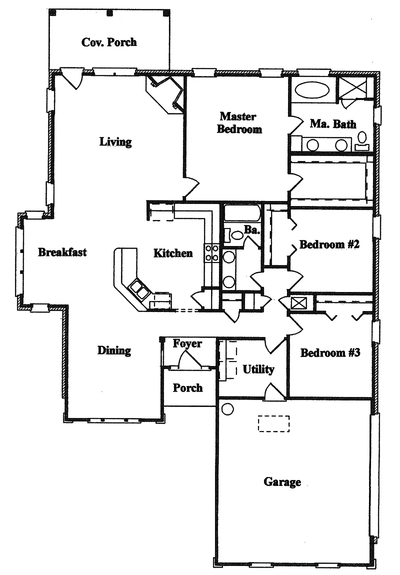 Traditional House Plan First Floor - Floridia Sunbelt Home 024D-0274 - Search House Plans and More