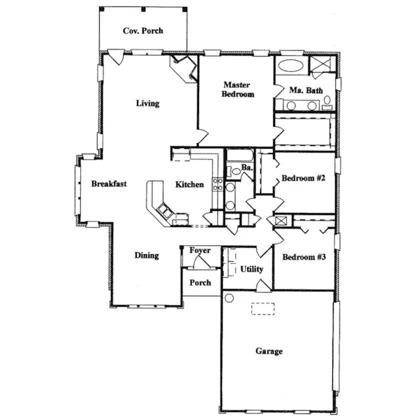 Traditional House Plan First Floor - Floridia Sunbelt Home 024D-0274 - Search House Plans and More