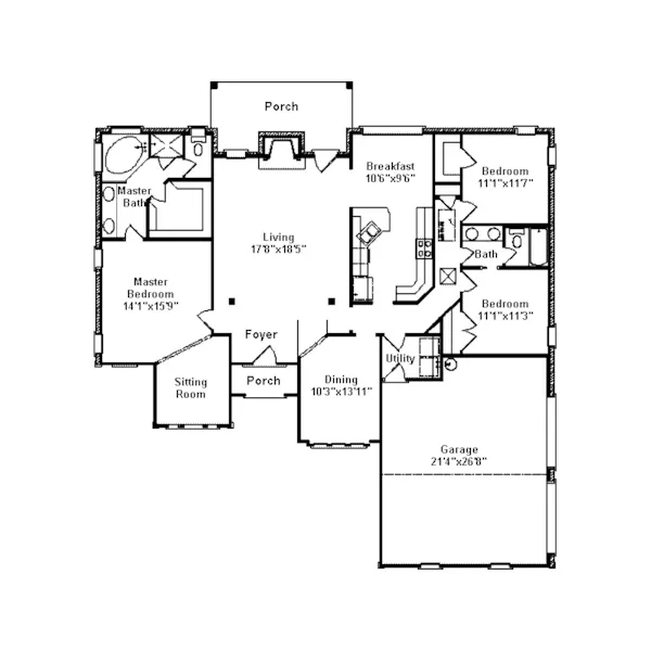 Florida House Plan First Floor - Mallard Cove Sunbelt Home 024D-0275 - Shop House Plans and More