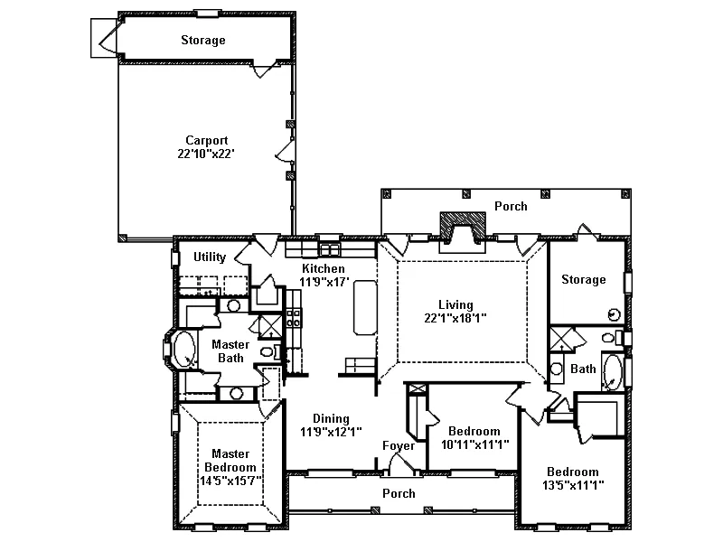 Traditional House Plan First Floor - Lattimer Traditional Ranch Home 024D-0277 - Shop House Plans and More