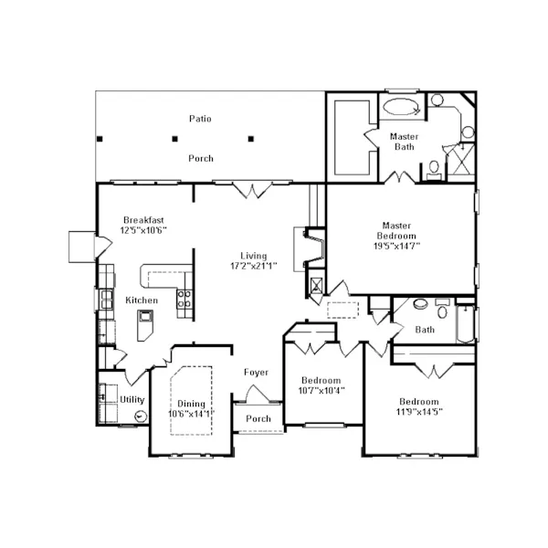 Sunbelt House Plan First Floor - Le Gateau Sunbelt Home 024D-0278 - Shop House Plans and More