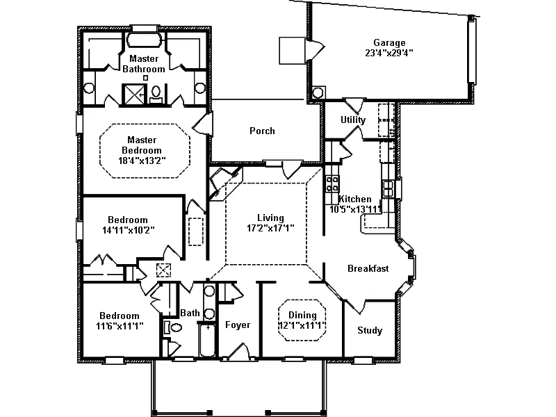 Traditional House Plan First Floor - Kingspointe Ranch Home 024D-0279 - Search House Plans and More