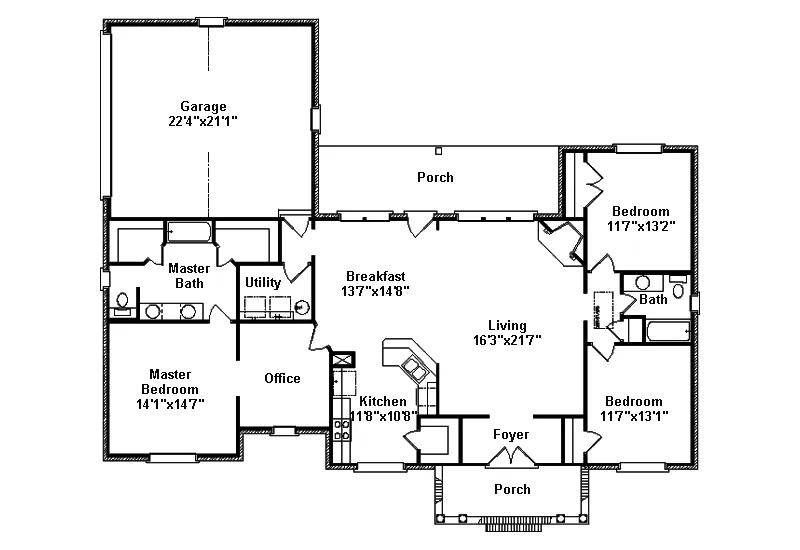 European House Plan First Floor - Millridge Stucco Ranch Home 024D-0280 - Shop House Plans and More