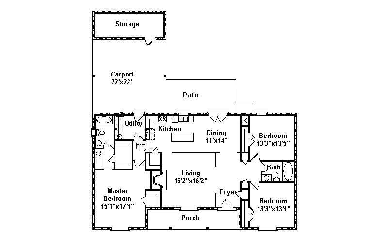 Southern House Plan First Floor - Windom Ranch Home 024D-0284 - Shop House Plans and More