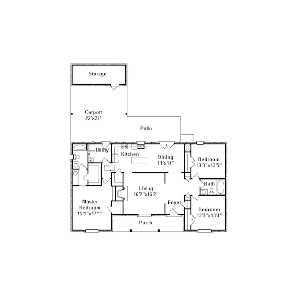 Ranch House Plan First Floor - Windom Ranch Home 024D-0284 - Shop House Plans and More